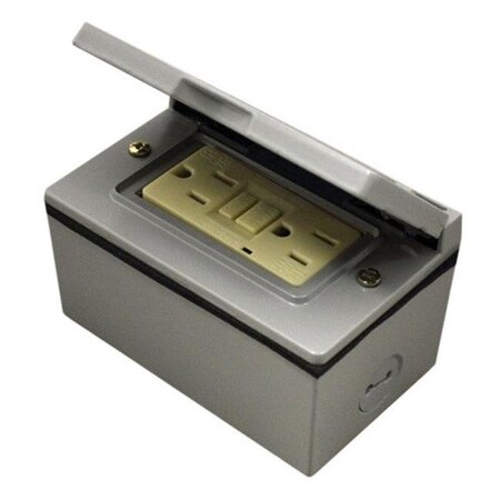 16449 Weatherproof Rectangular GFCI Outlet Kit Gray